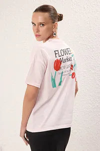 Trendyol Oversize Back Printed Fushia T-shirt