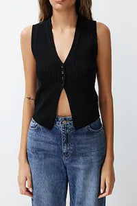 Trendyol Black Knitwear Crop Blouse