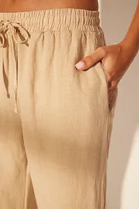 Trendyol Beige Linen Pant With Elastic Waist