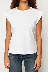 Trendyol White T-shirt With Moon Sleeved