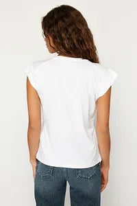 Trendyol White T-shirt With Moon Sleeved