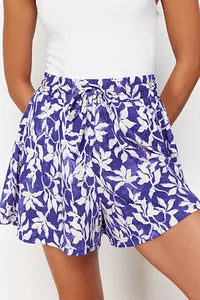Trendyol Purple Patterned Regular Waist Wrap Knitted Short