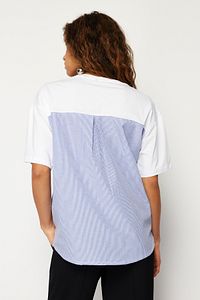 Trendeyol White Striped Poplin Detailed Oversize