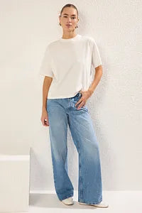 Trendyol Relaxed Fit Offwhite Cotton T-shirt