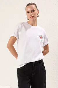 Trendyol Oversize Back Printed White T-shirt