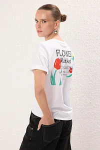 Trendyol Oversize Back Printed White T-shirt