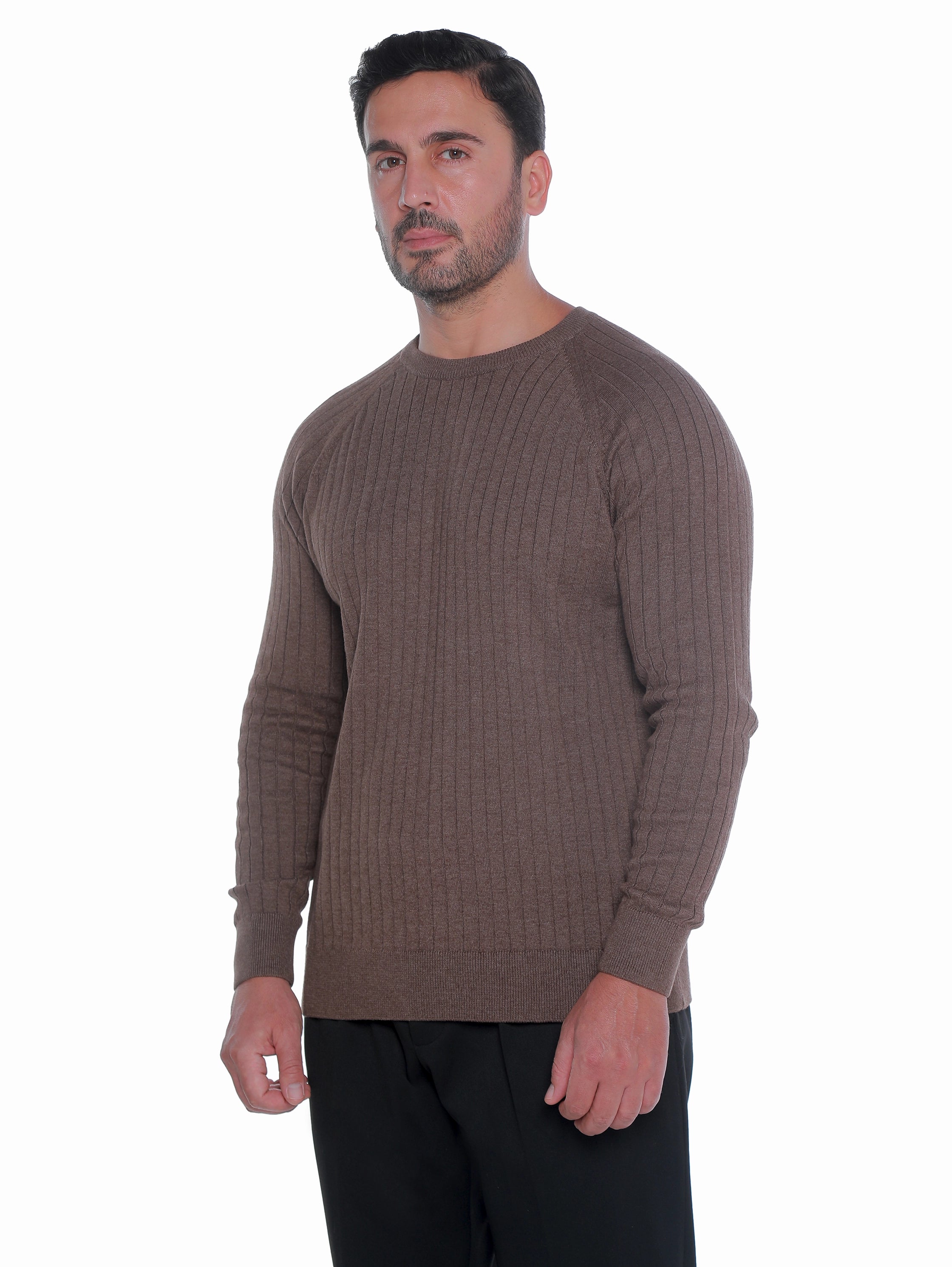 Round Neck Brown Pullover