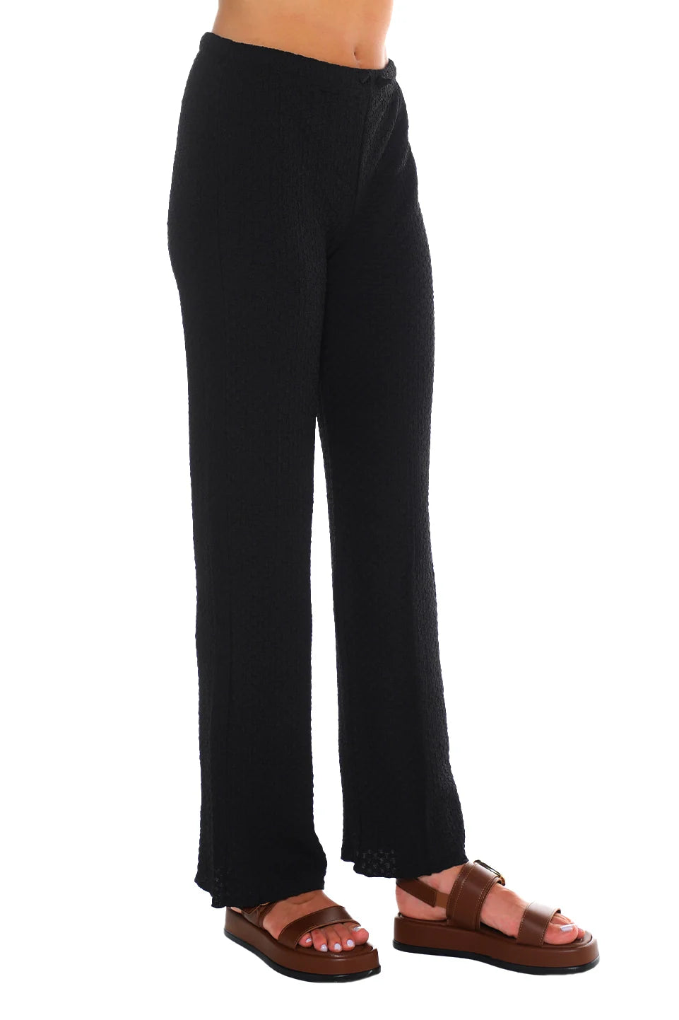 Stylish Embroidery Black Loose Pants