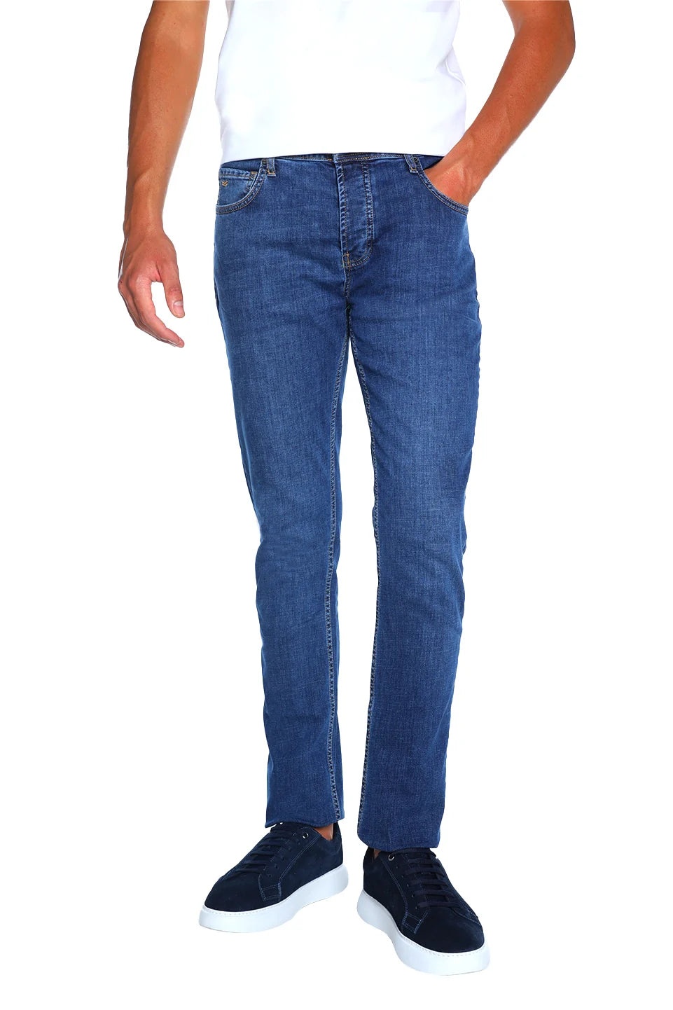 Blue Denim Slim Straight Jeans