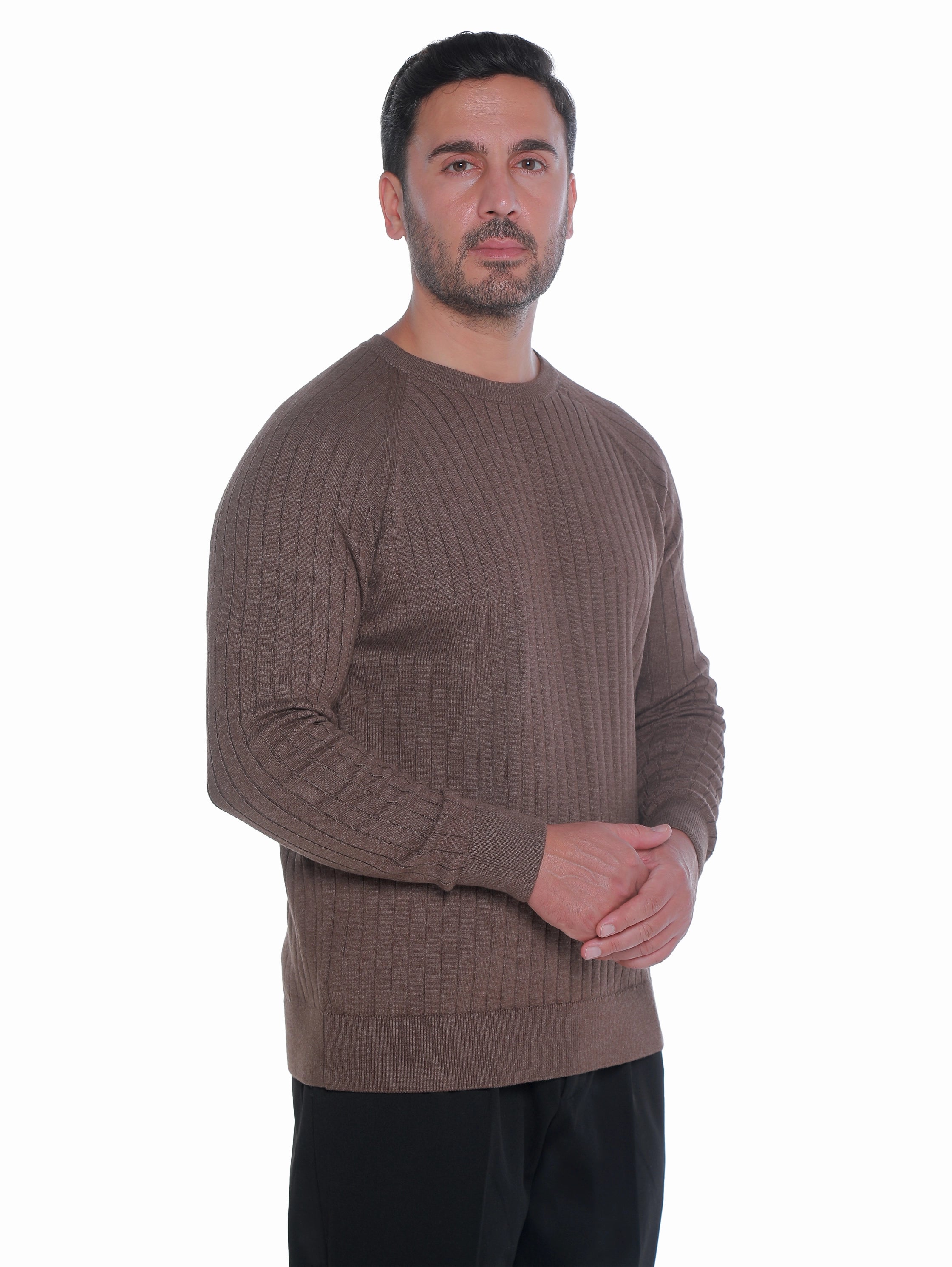 Round Neck Brown Pullover