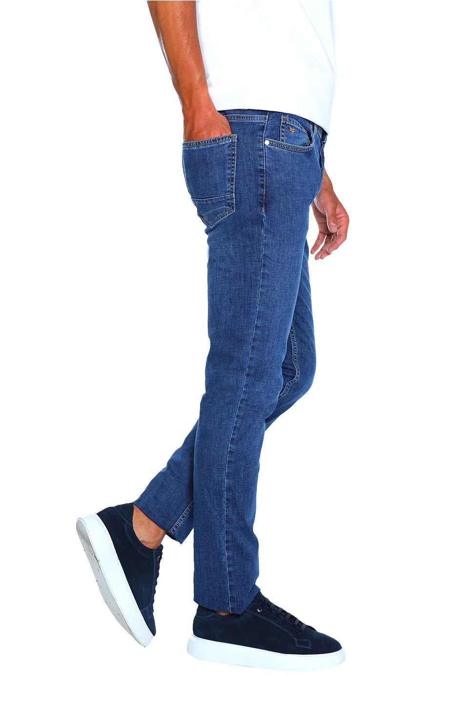 Blue Denim Slim Straight Jeans
