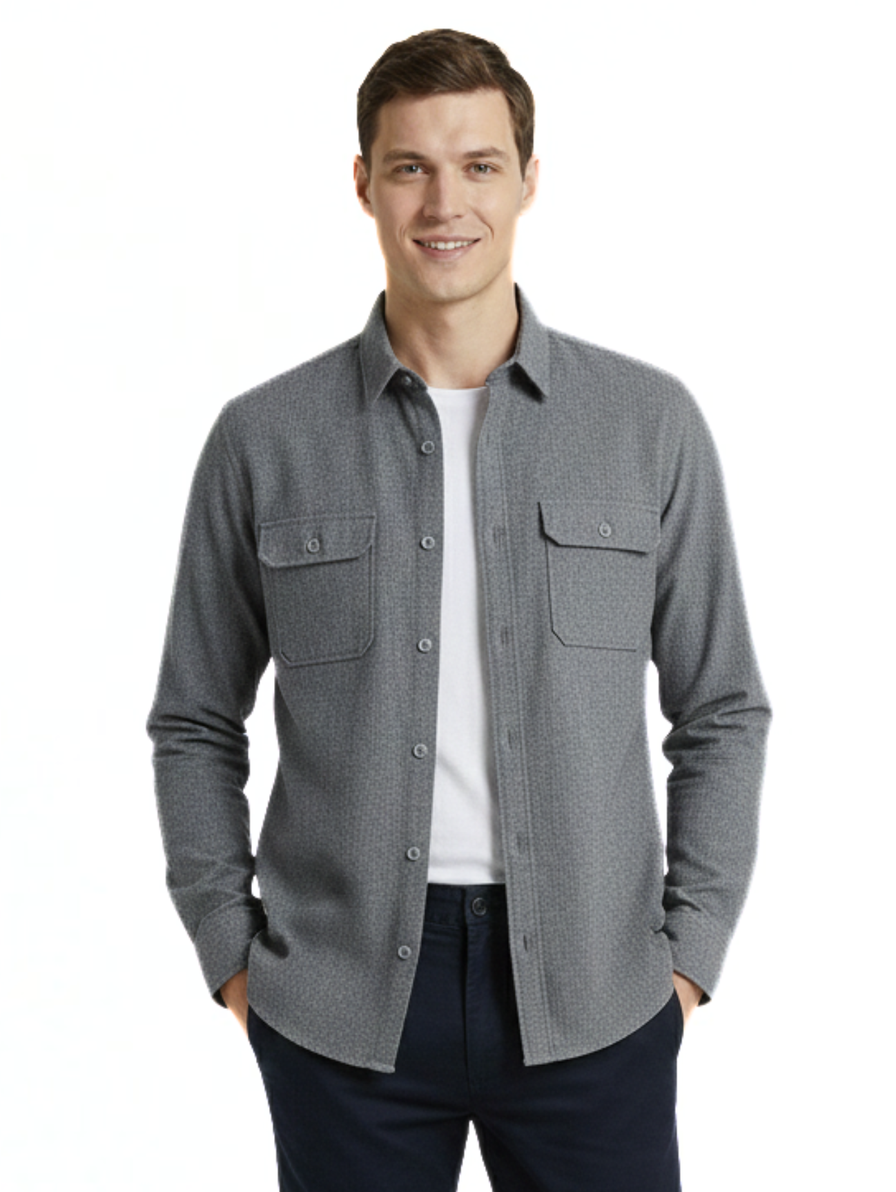 Long Sleeve Casual Buttoned Grey Blazer