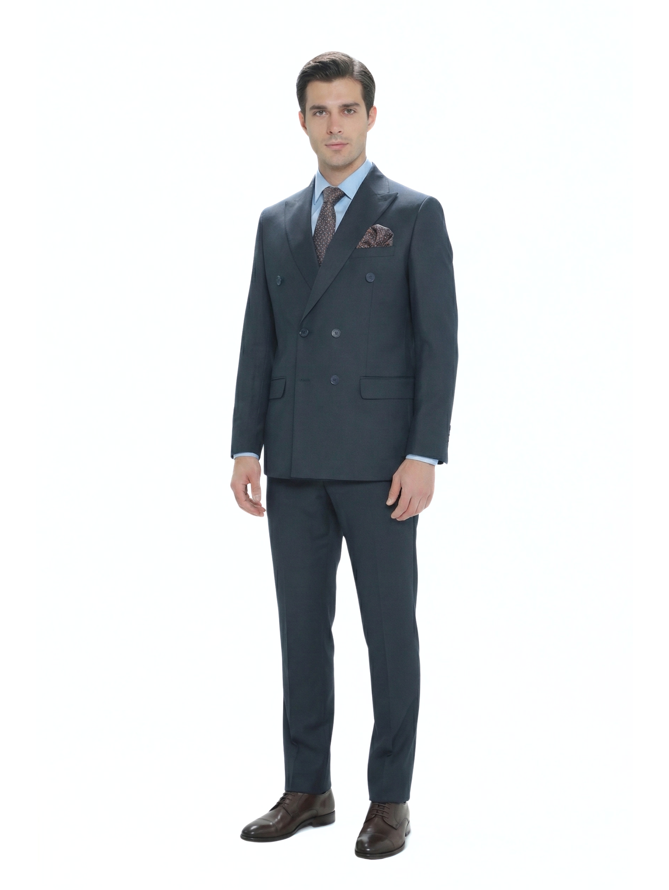 Classic Business Double-breasted Navy Suit