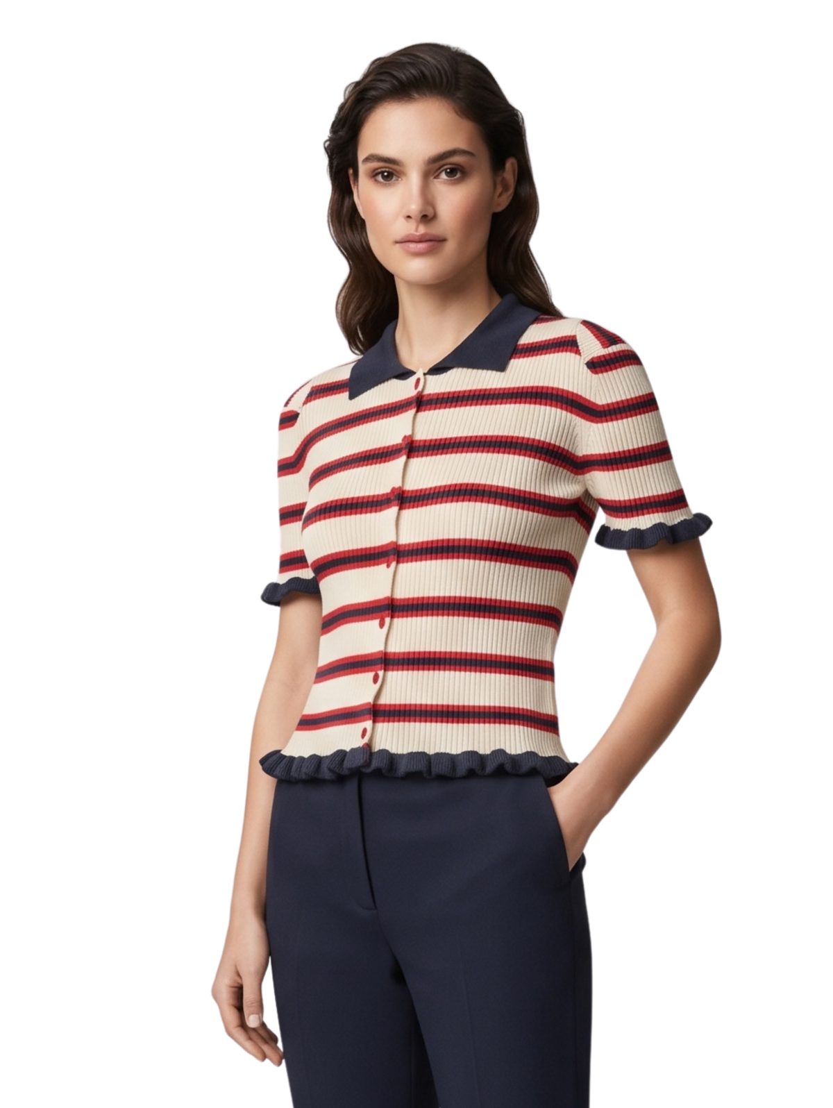 Navy V.Neckline Pullover