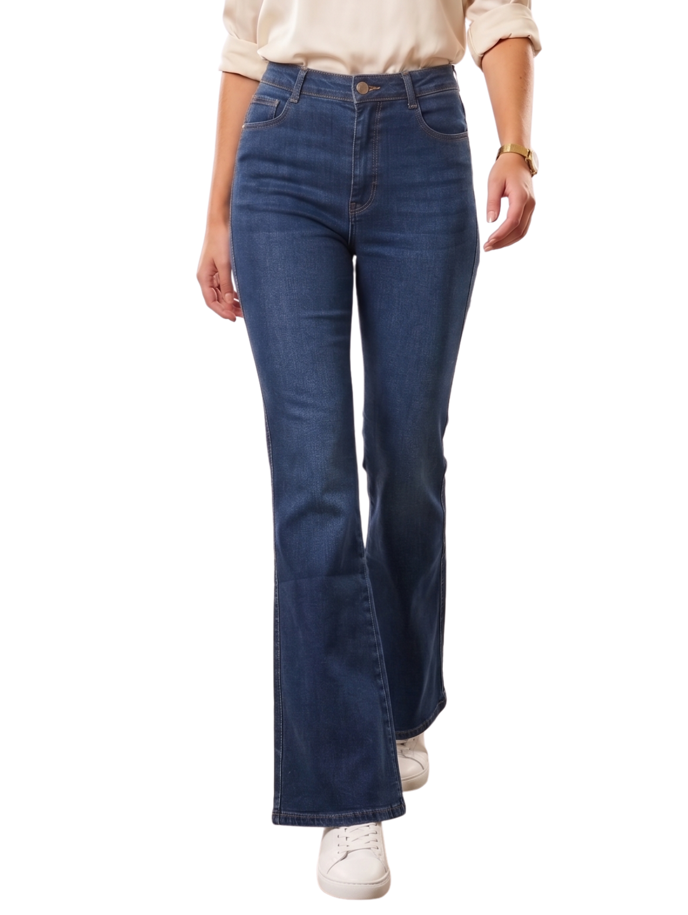 Blue High Waist Flare Cut Jeans