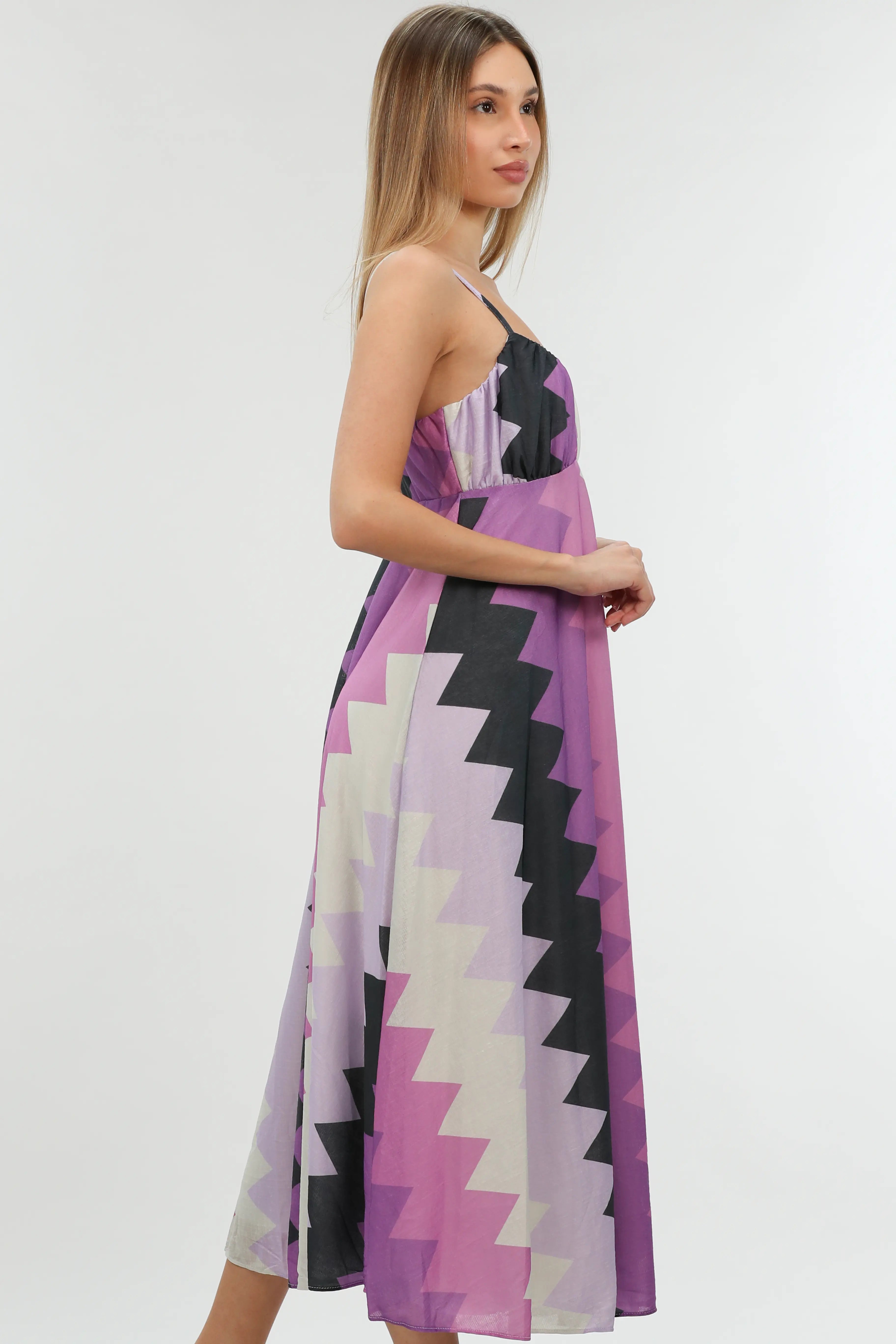 Purple Long Dress Patterned