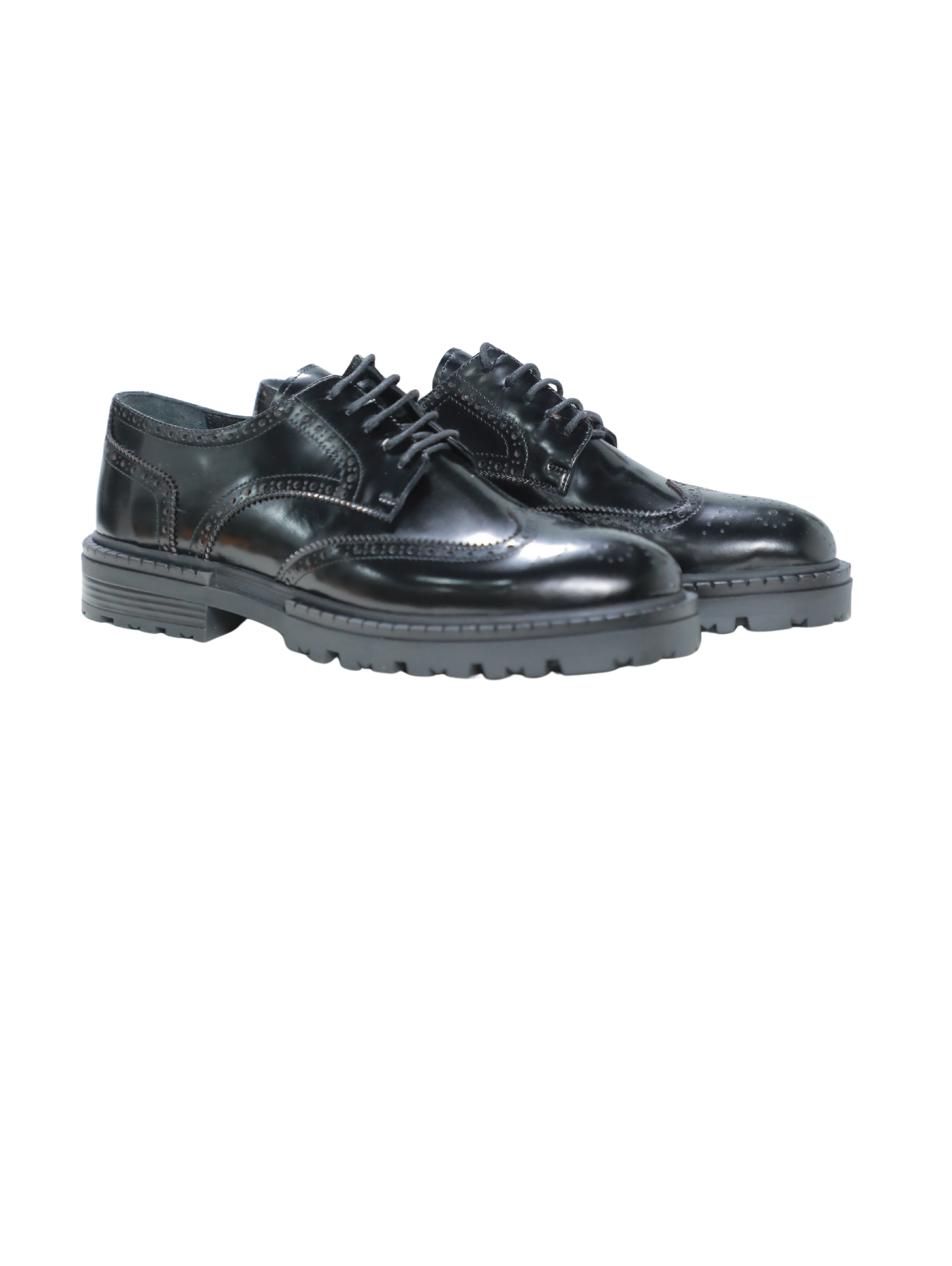 Lace-up Rugged Style Black Shoes