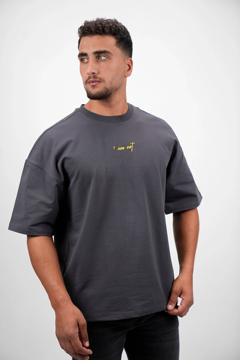 Oversized Dark Grey T-Shirt With Black Design