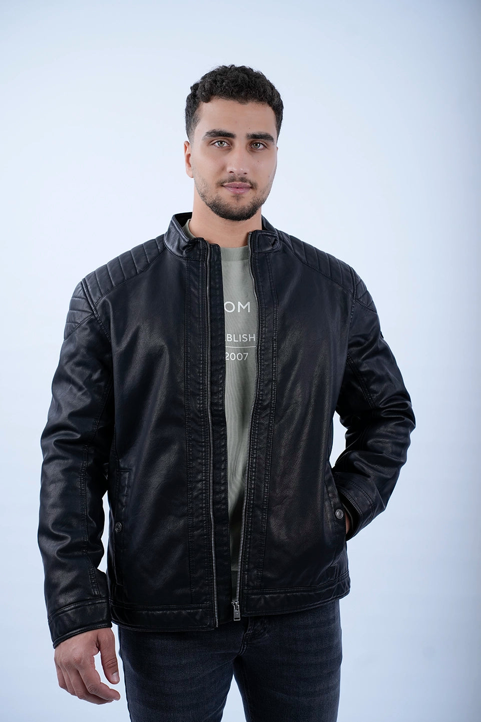 Faux Leather Biker Black Jacket