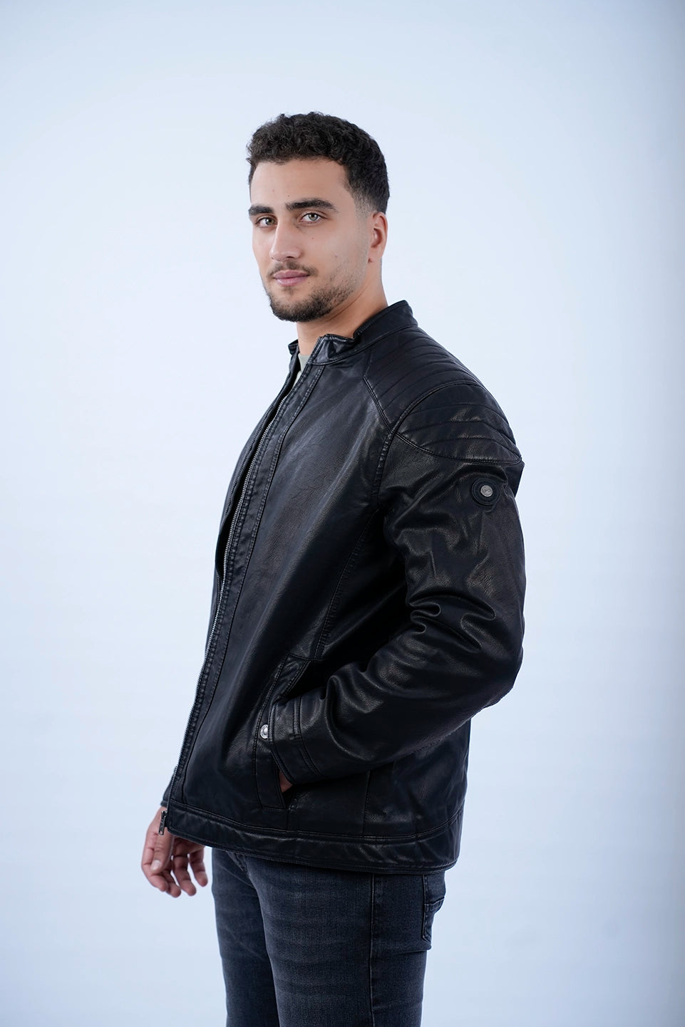 Faux Leather Biker Black Jacket