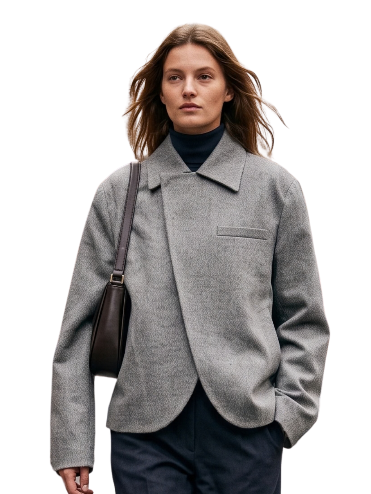 L.Brown Wool-Blend Jacket