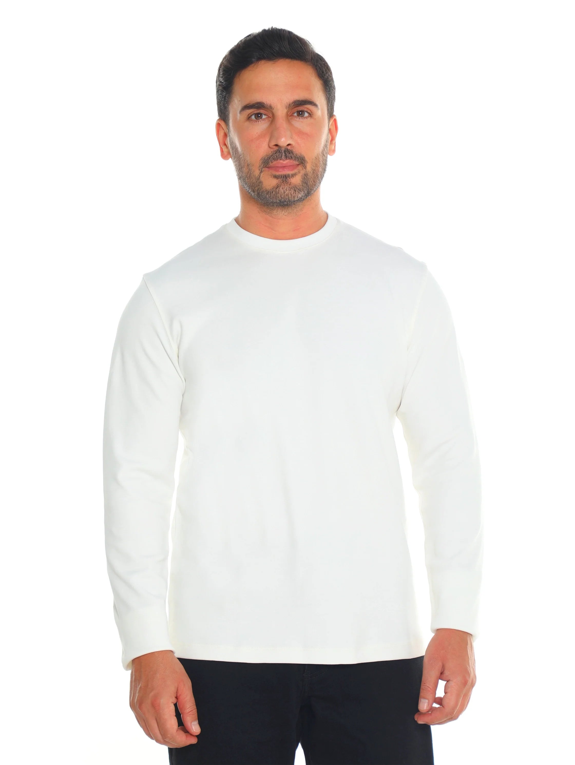 Frappoli Off white Long Sleeve Basic Round Neck T-shirt
