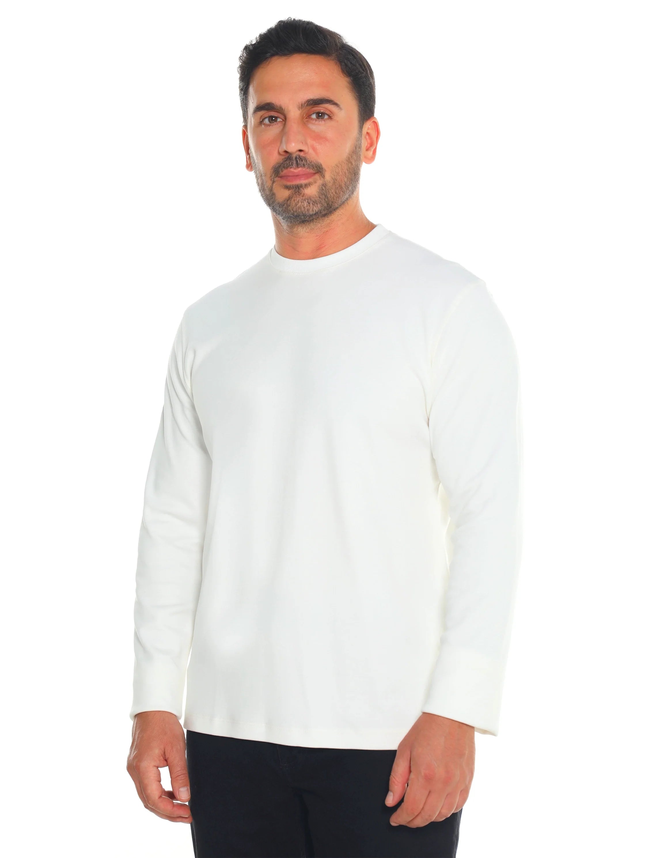 Frappoli Off white Long Sleeve Basic Round Neck T-shirt