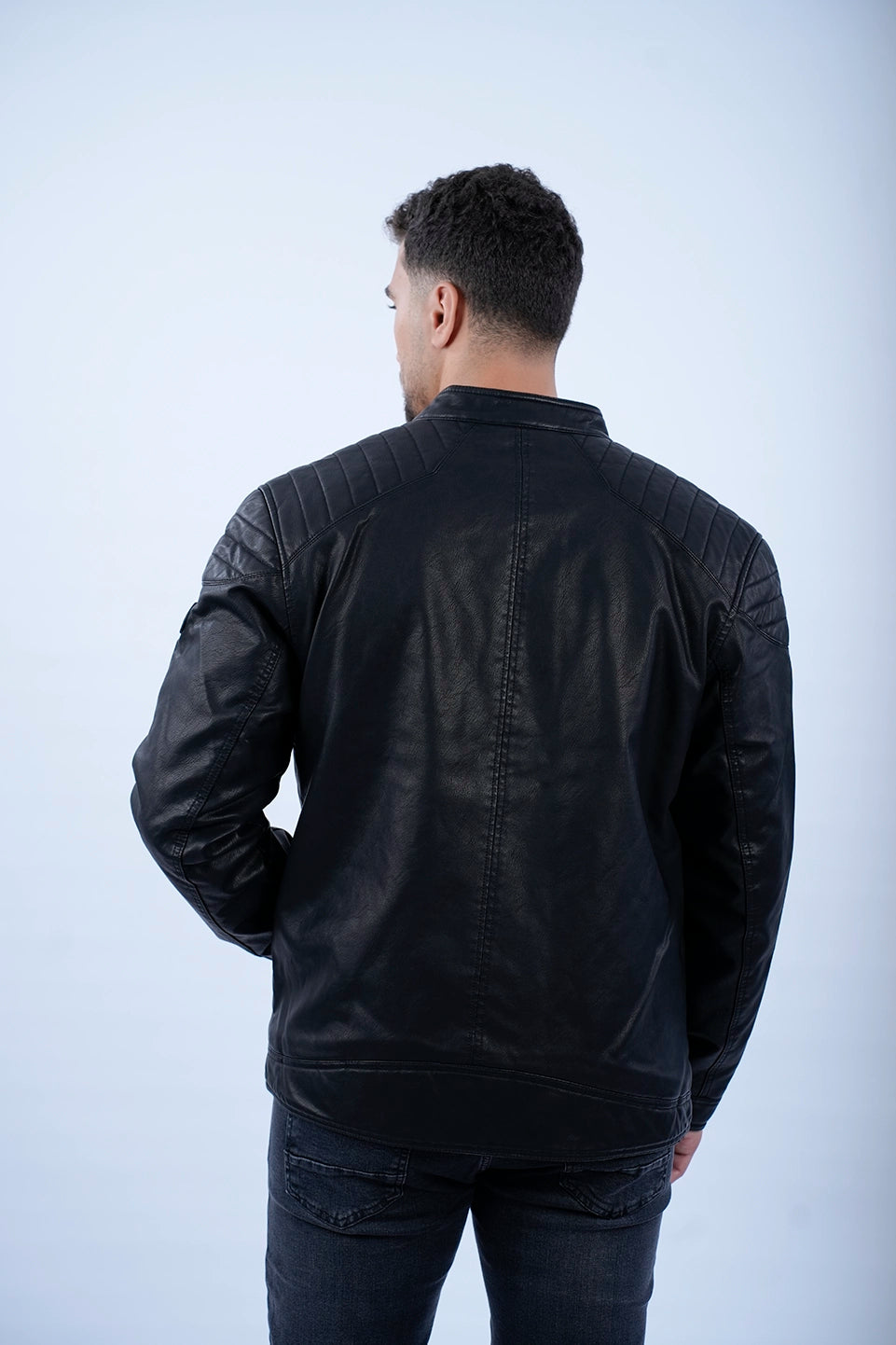 Faux Leather Biker Black Jacket