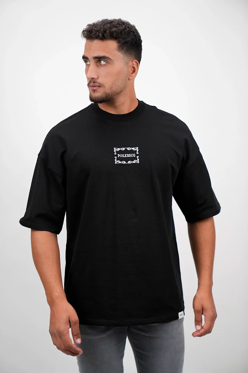 Oversized Black T-Shirt With "Palemos"Print Logo