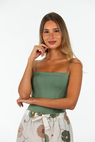 Light Green Basic Top Thin Strap