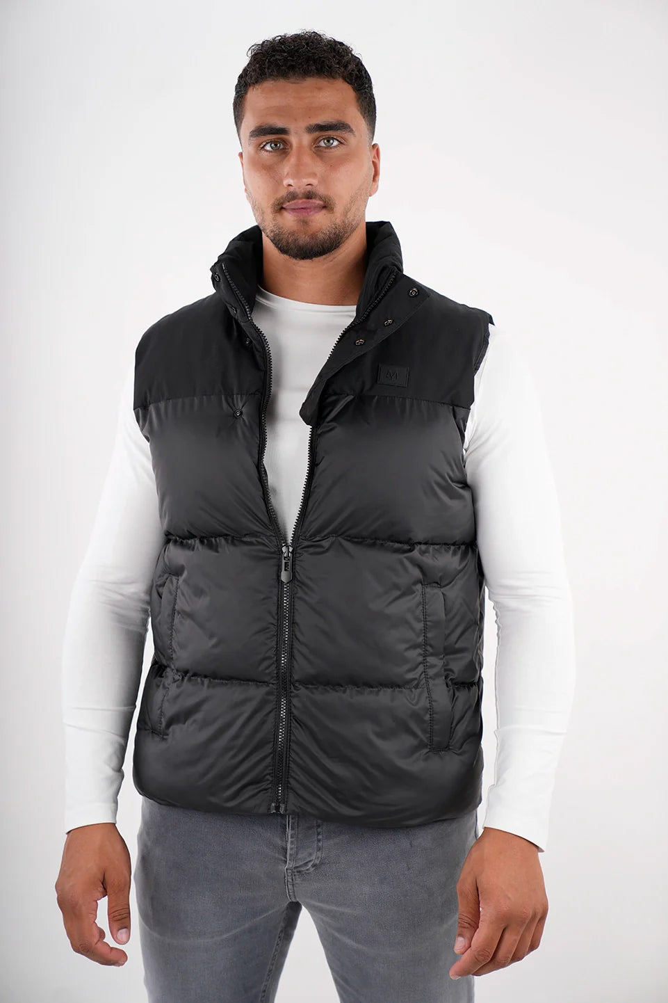 Black Puffer Vest With Side Pockets