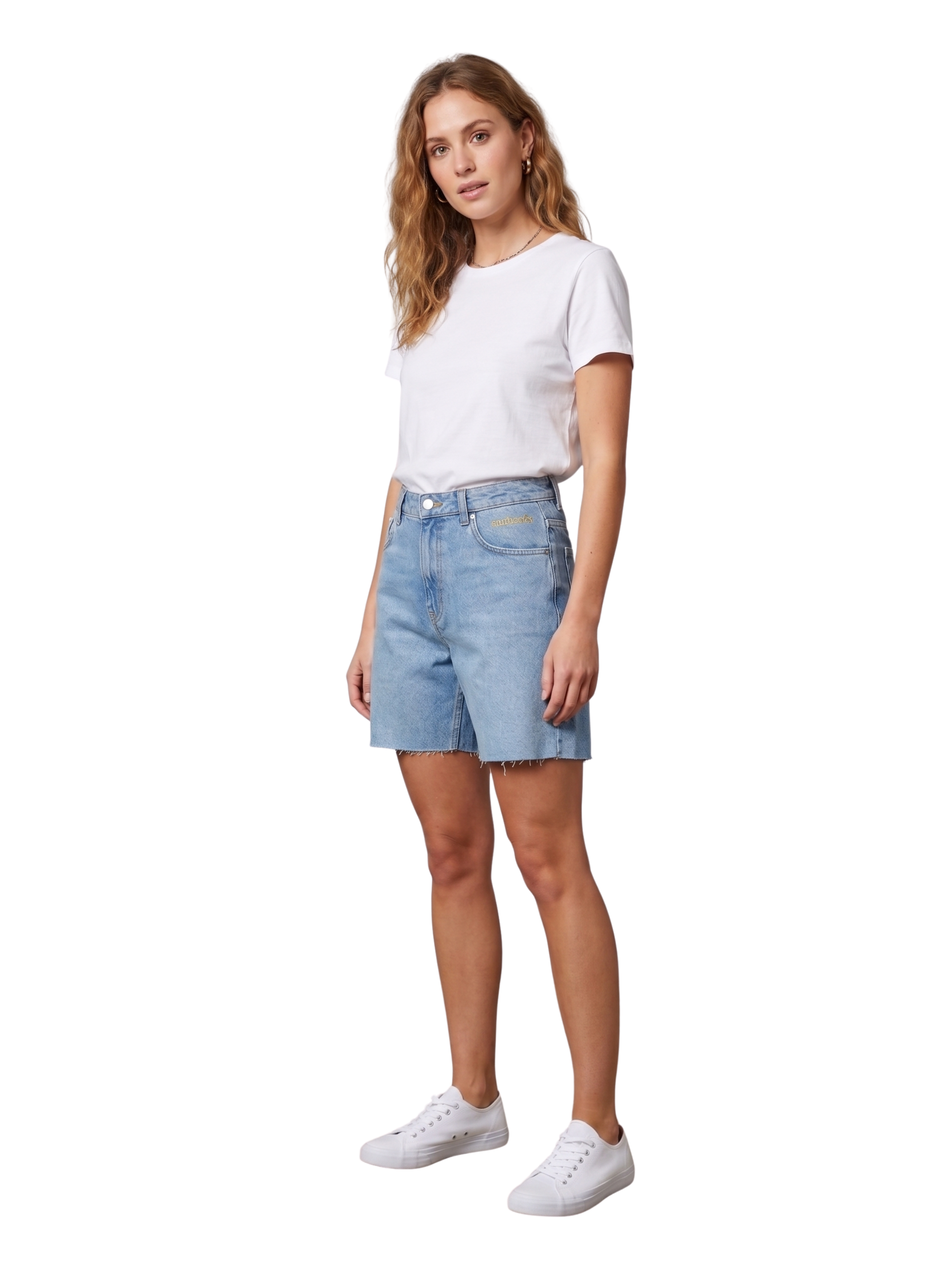 Blue High Waist Denim Short With 5 Pockets Design