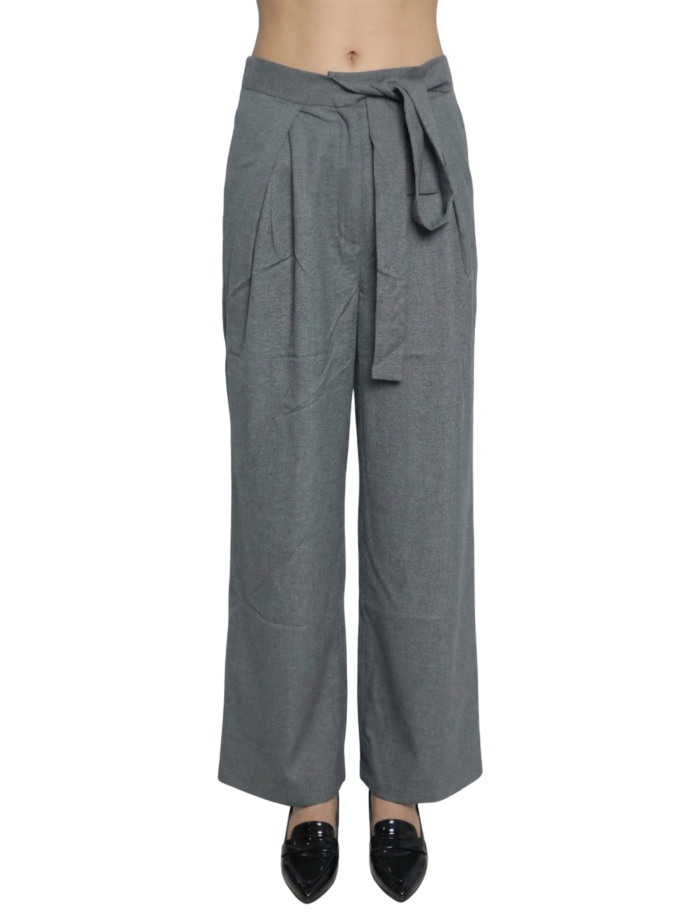 Grey Pant With Wide Tie Waist