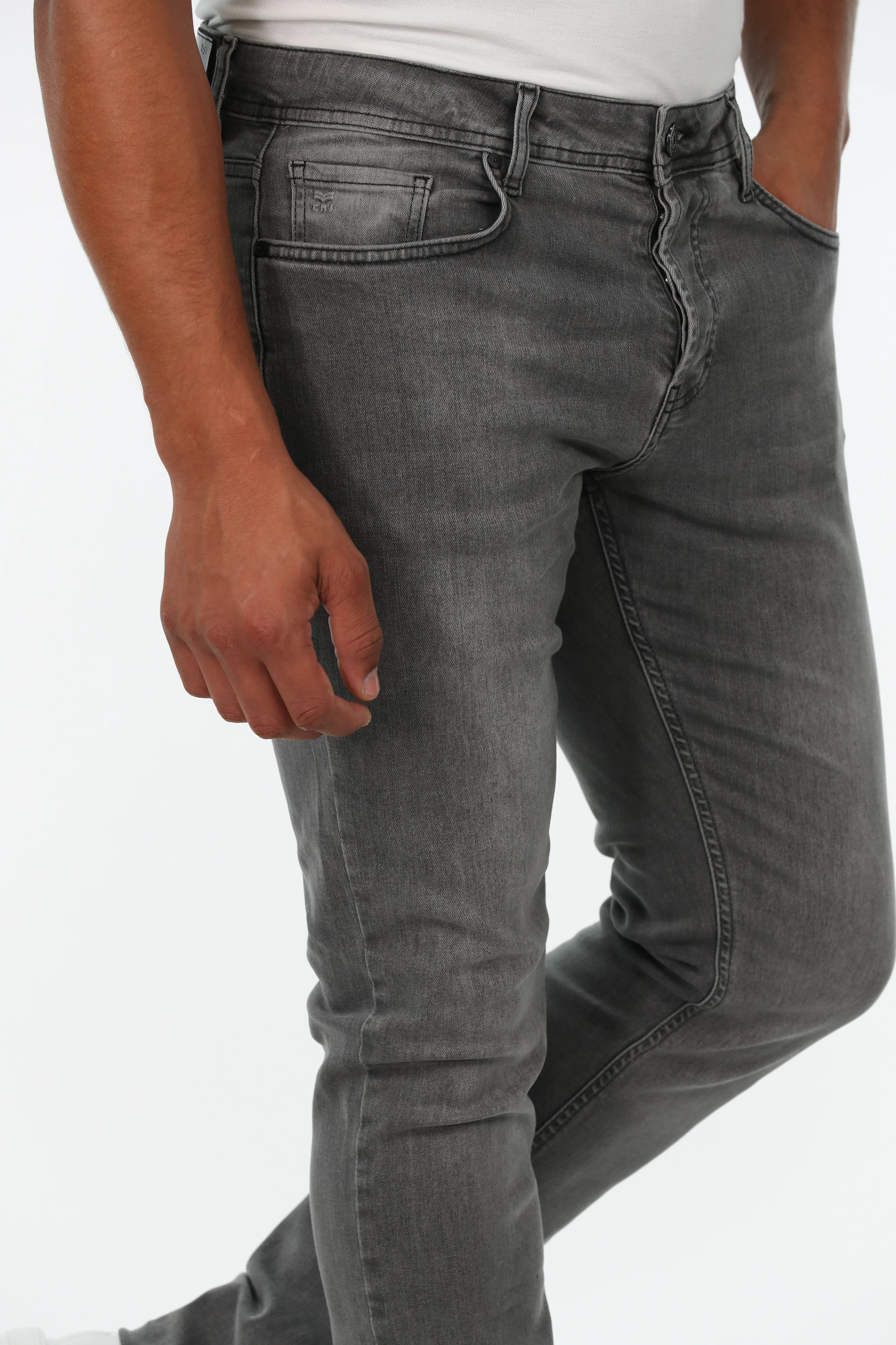 Slim Straight Grey Washed Jeans