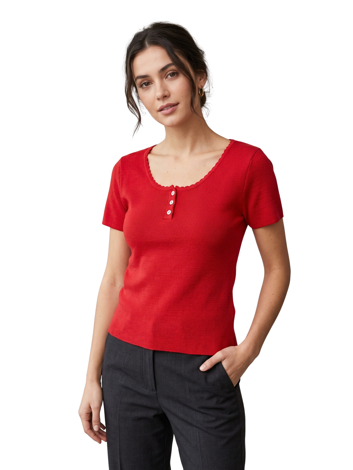Red Short-Sleeved Pullover