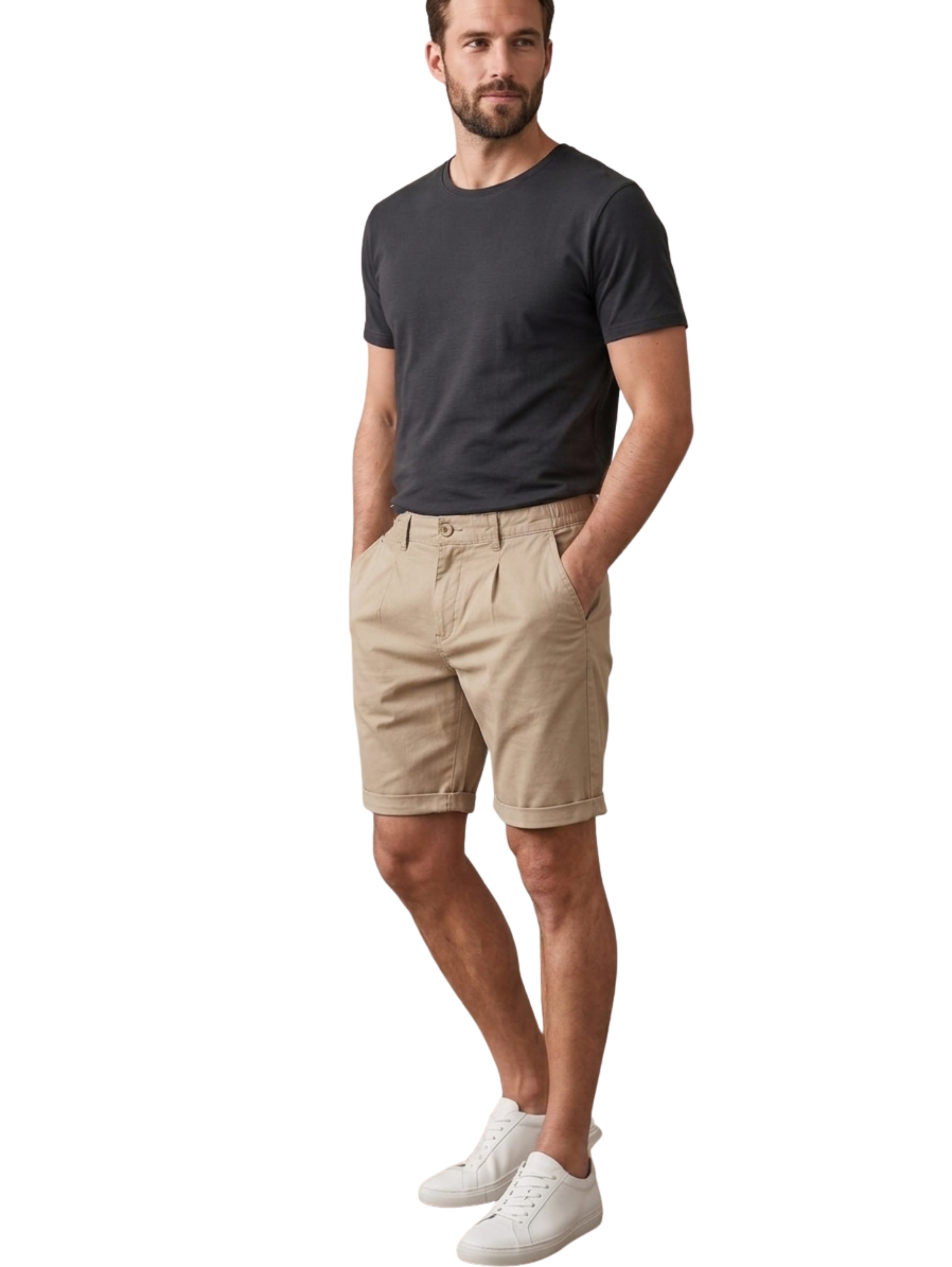 Beige Casual Chino Shorts