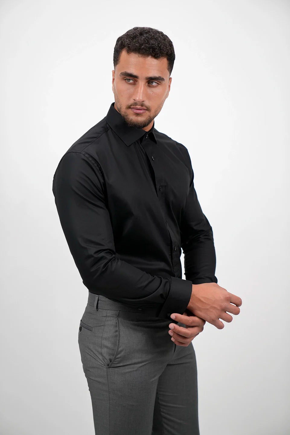 Long Sleeved Non Iron Black Classic Shirt