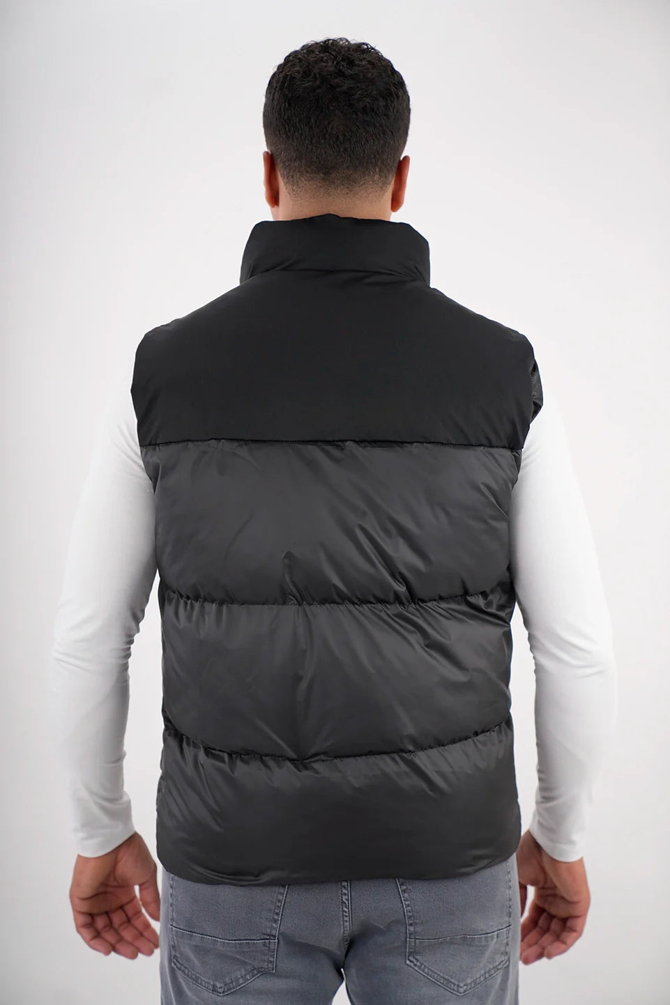 Black Puffer Vest With Side Pockets