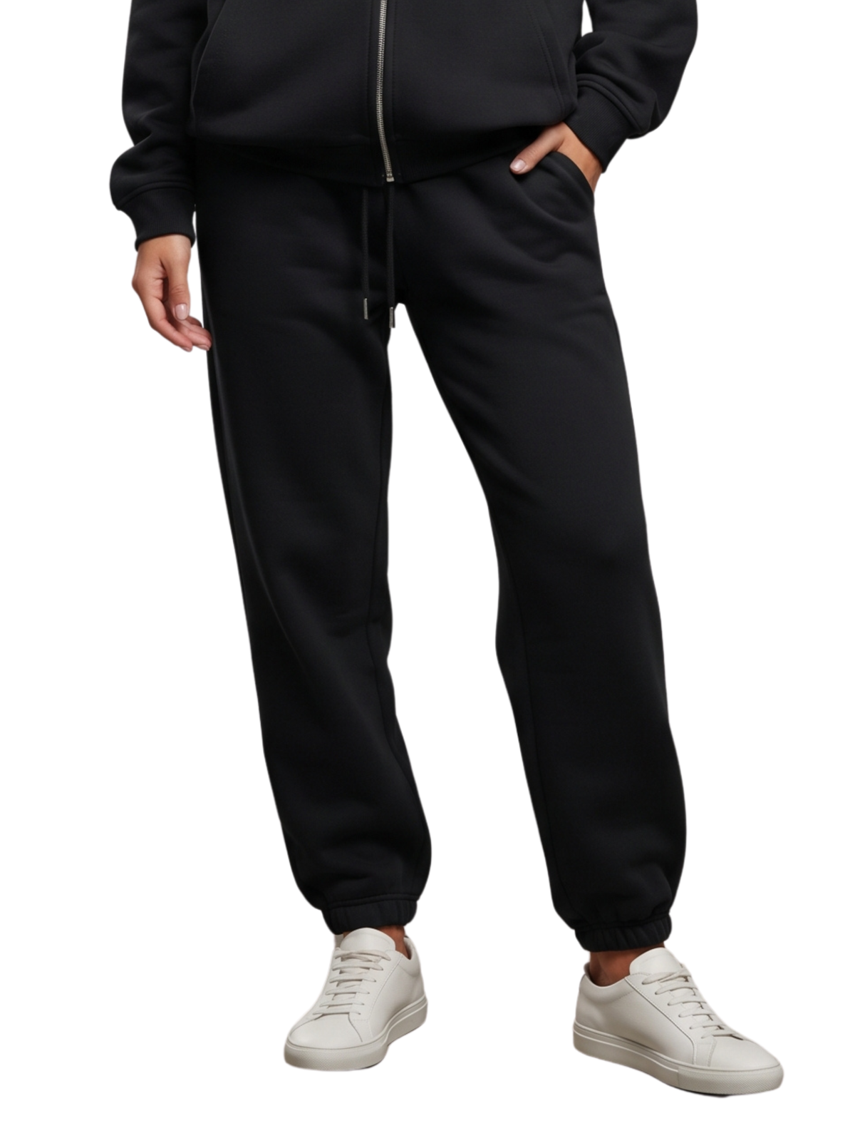 Black Zip-Up Hoodie And Sweatpants Set