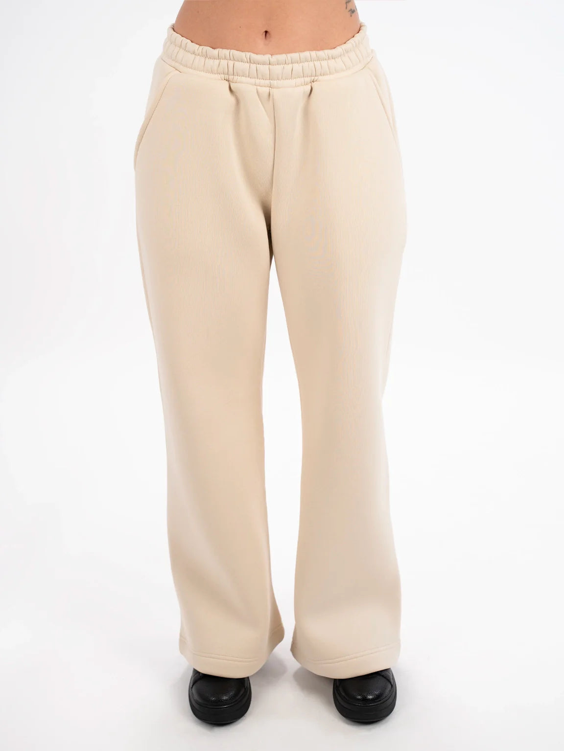 Wide Beige Jogging With Elastic Waist