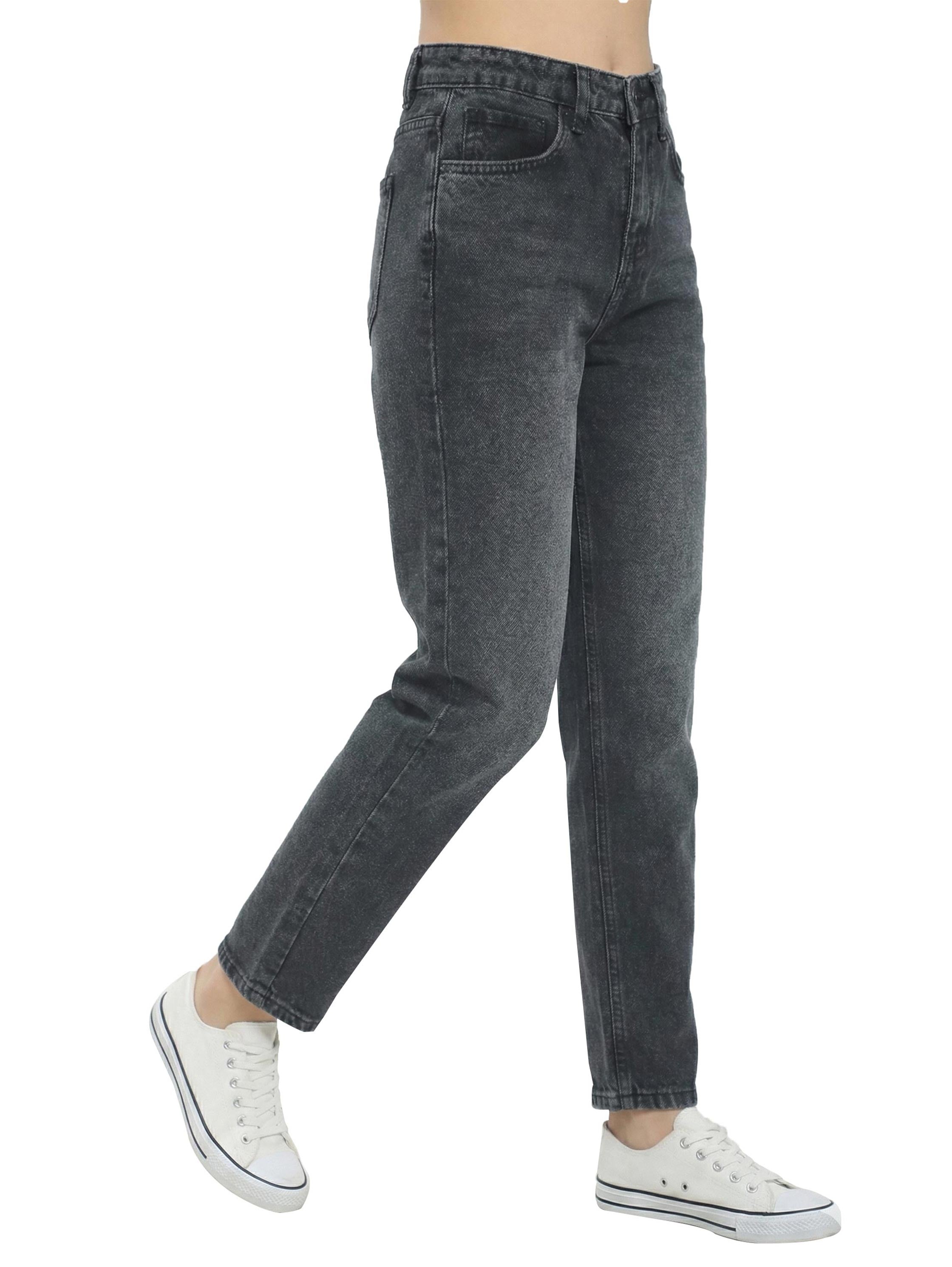Black Mom Fit Jeans With Black Pocket