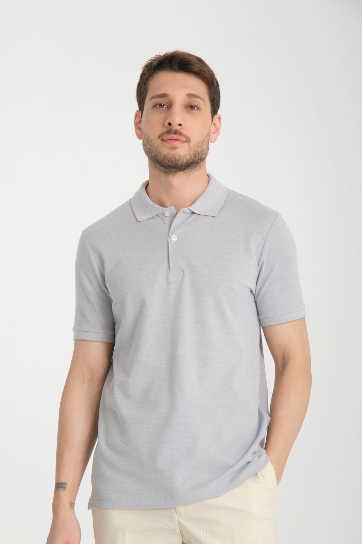 Short Sleeve Grey Basic Polo