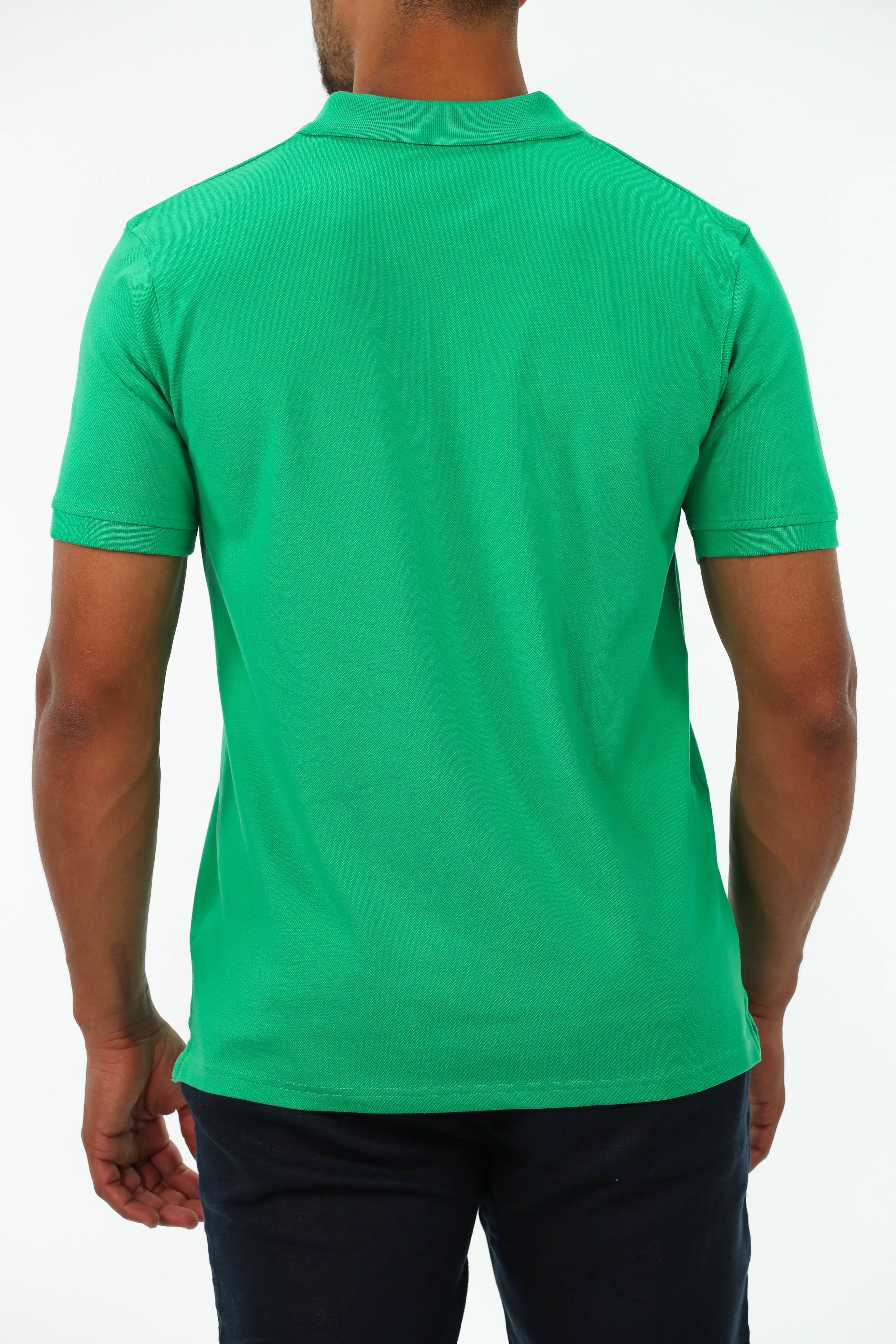 Green Polo With Blue Collar Design