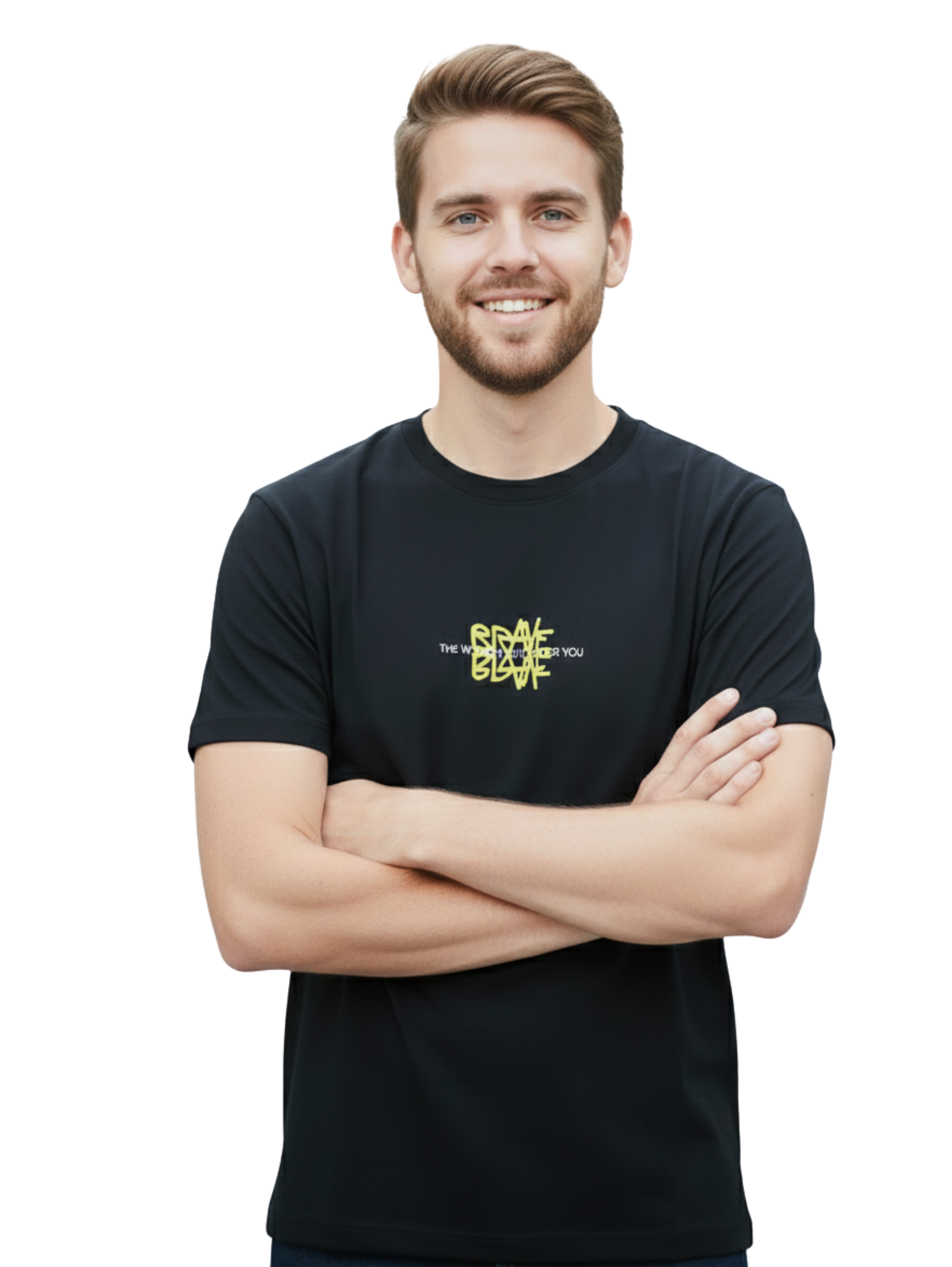 Round Neck Black T-shirt With Small Front Design