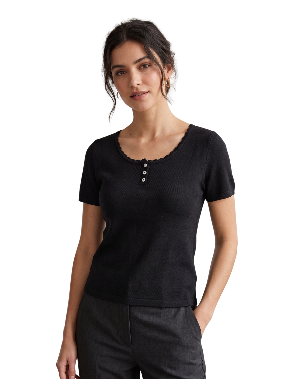 Black Short-Sleeved Pullover
