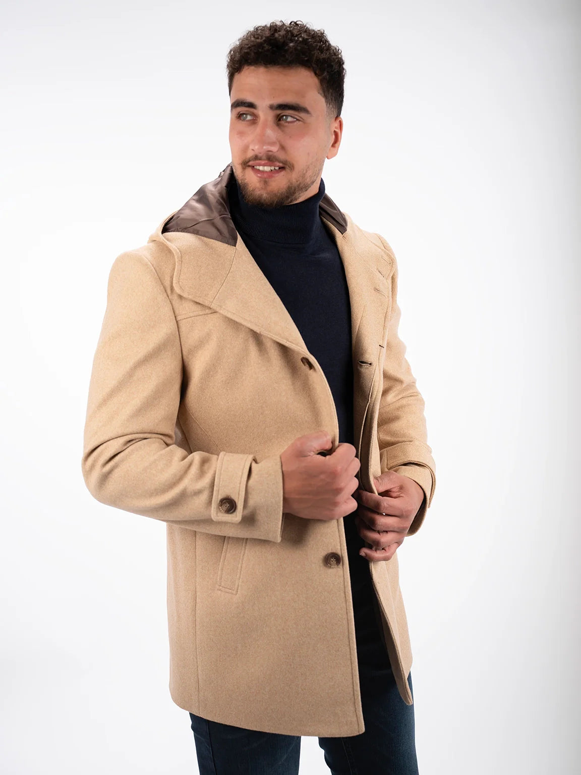 Beige Hooded Coat