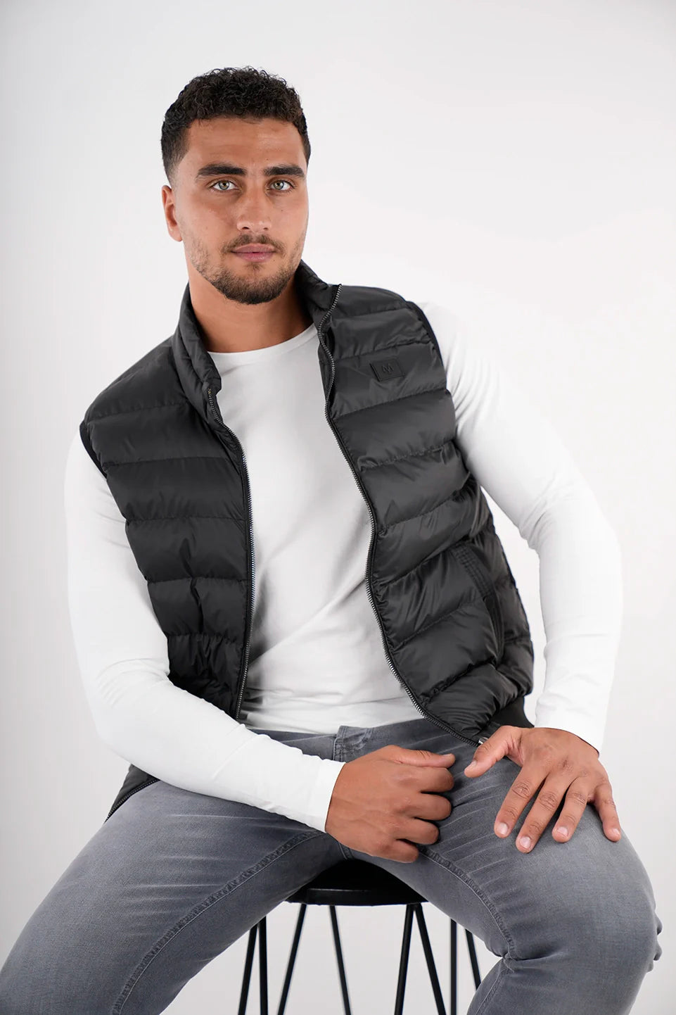 Black Vest Puffer With Side Pockets