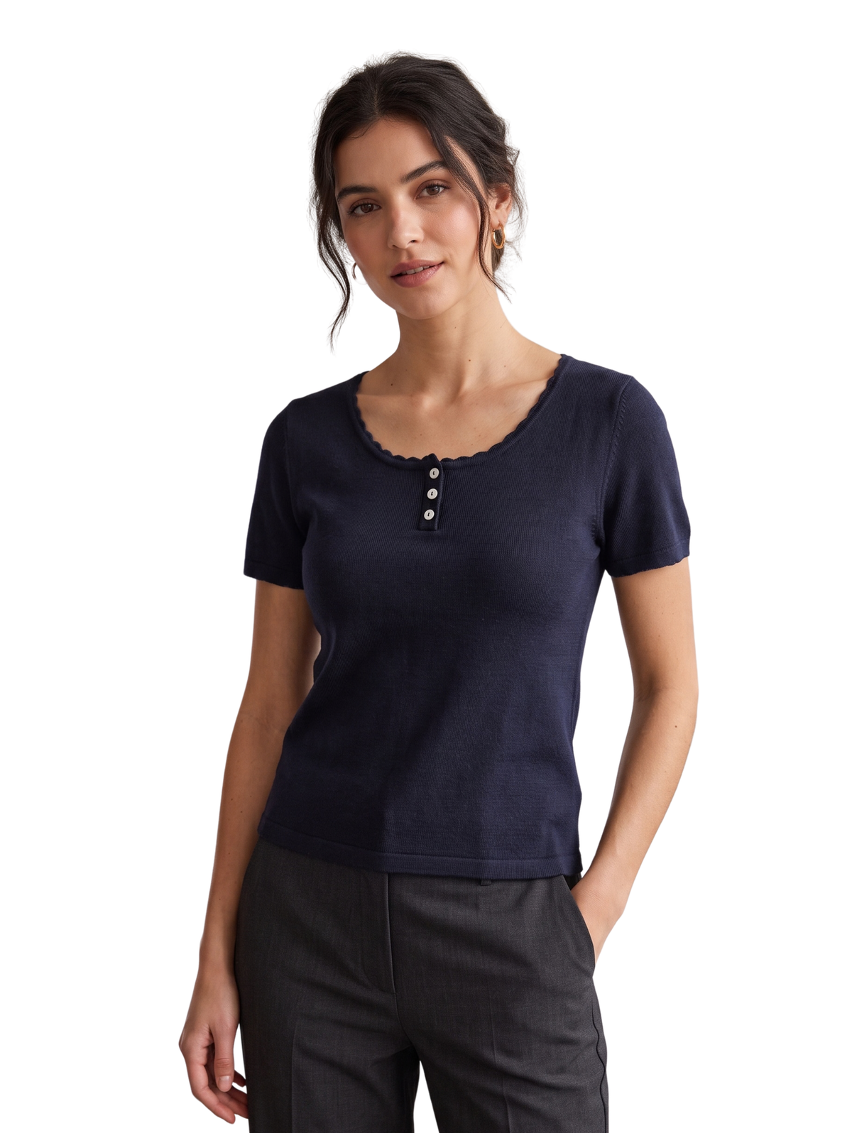 Navy Short-Sleeved Pullover