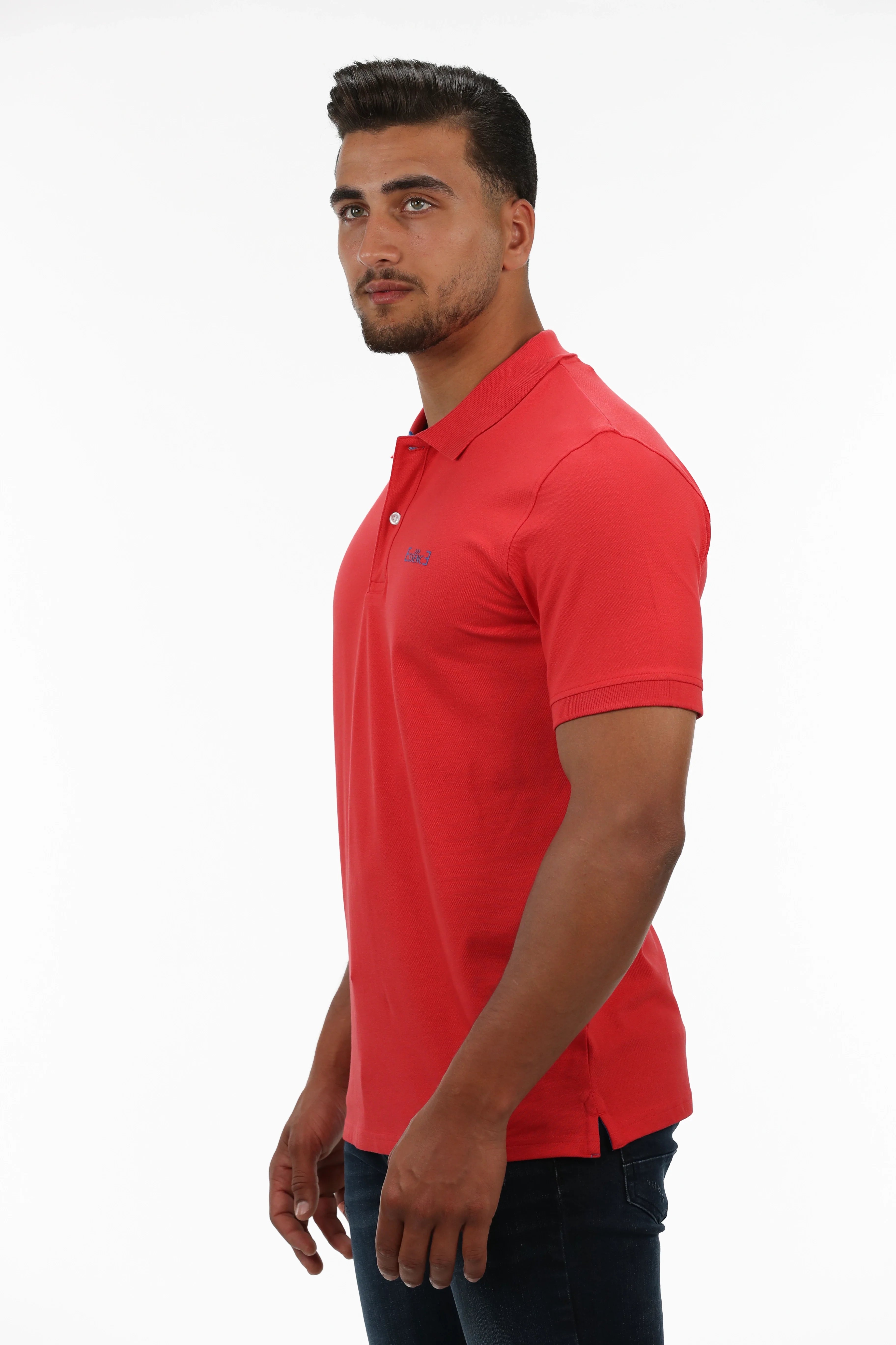 Red Polo With Blue Collar Design