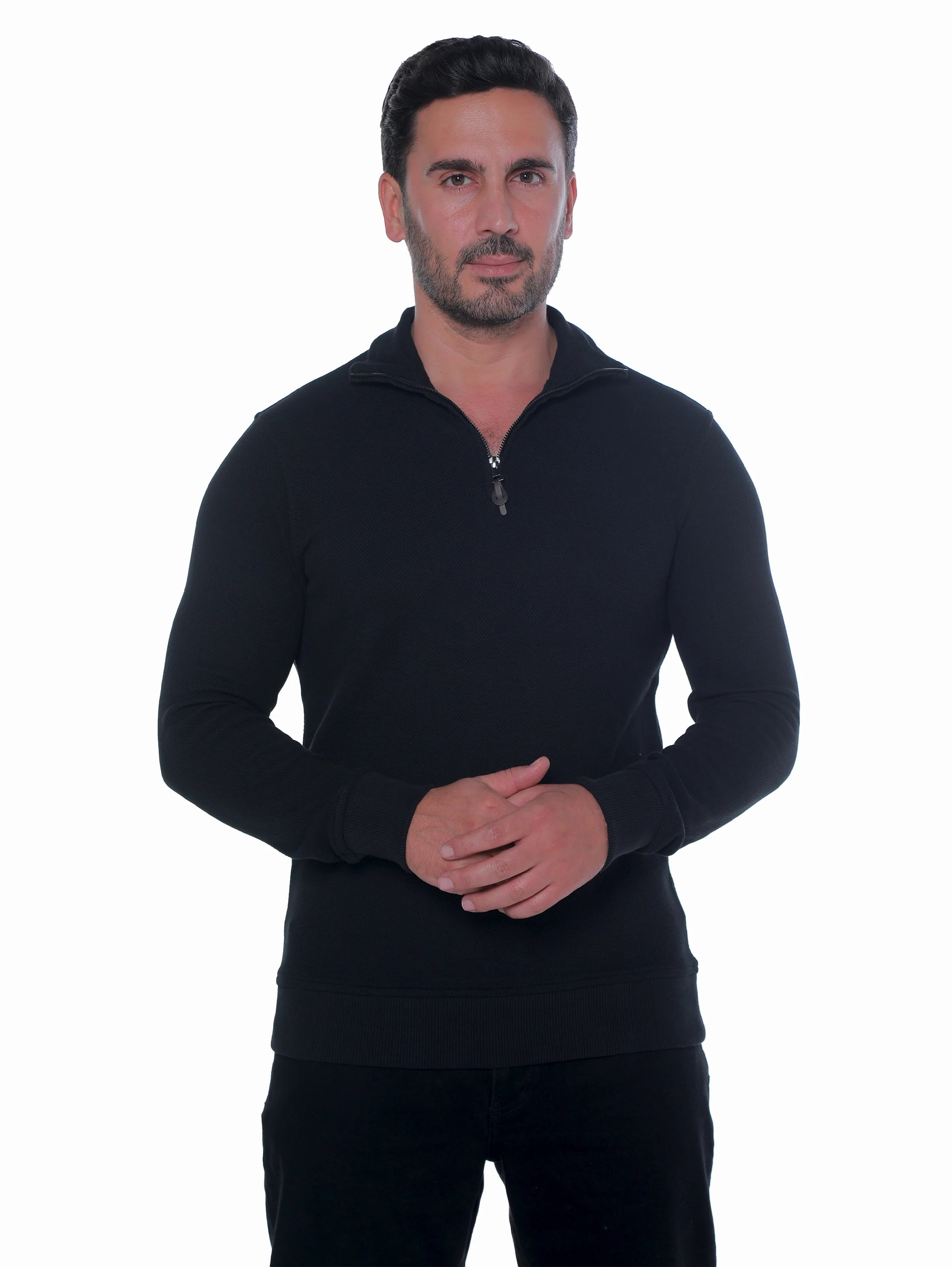 Black Pullover With Stand Up Collar